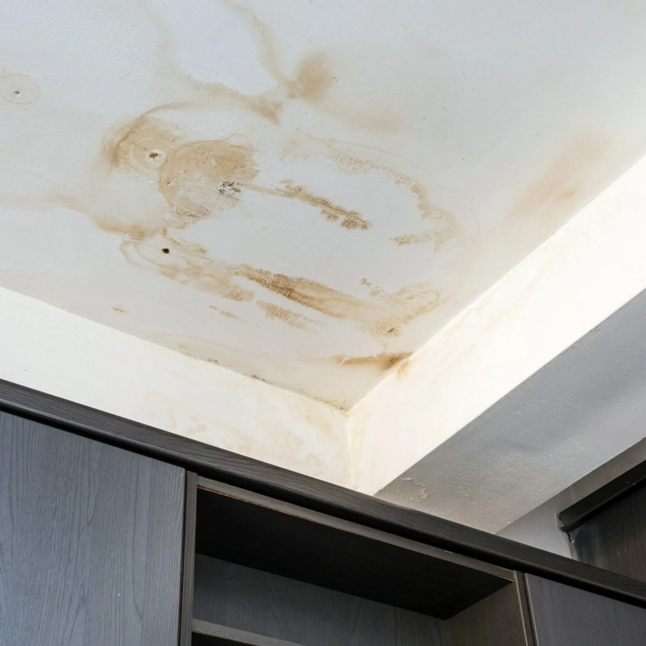 water damage on ceiling and wall